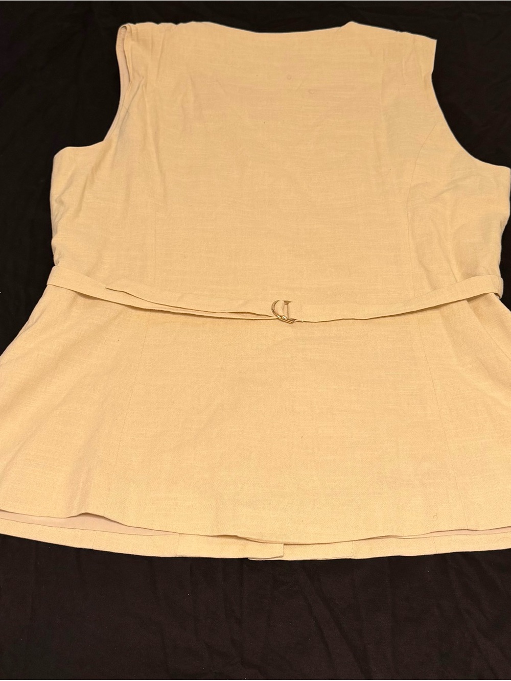 Classic Cream Sleeveless Belted Women’s Top
